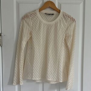 Rachel Cream Sheer Long Sleeve Blouse NWT